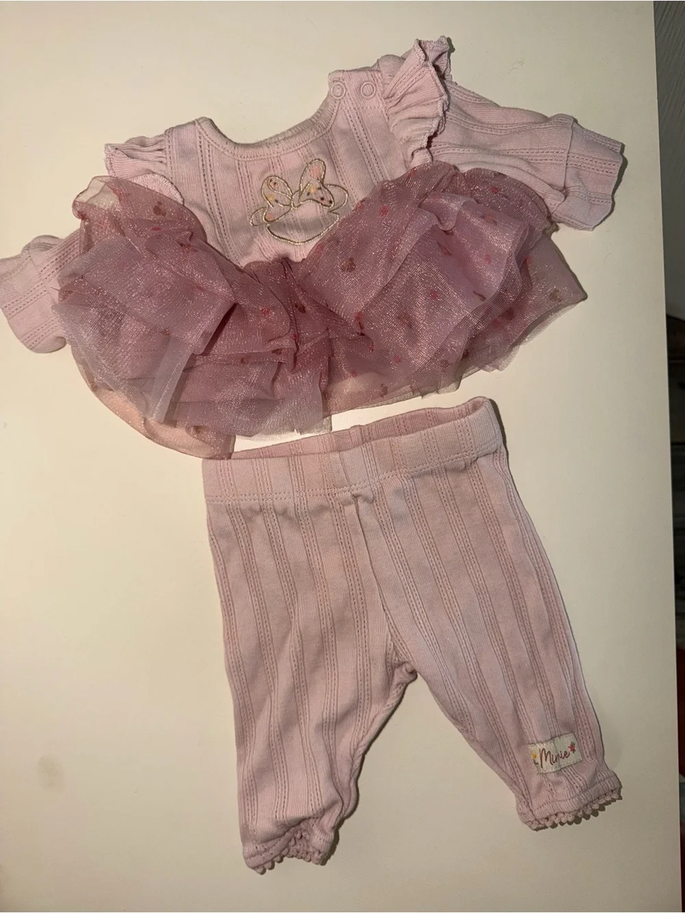 Disney Baby Light Pink Knit Tutu Top with Gold Accent